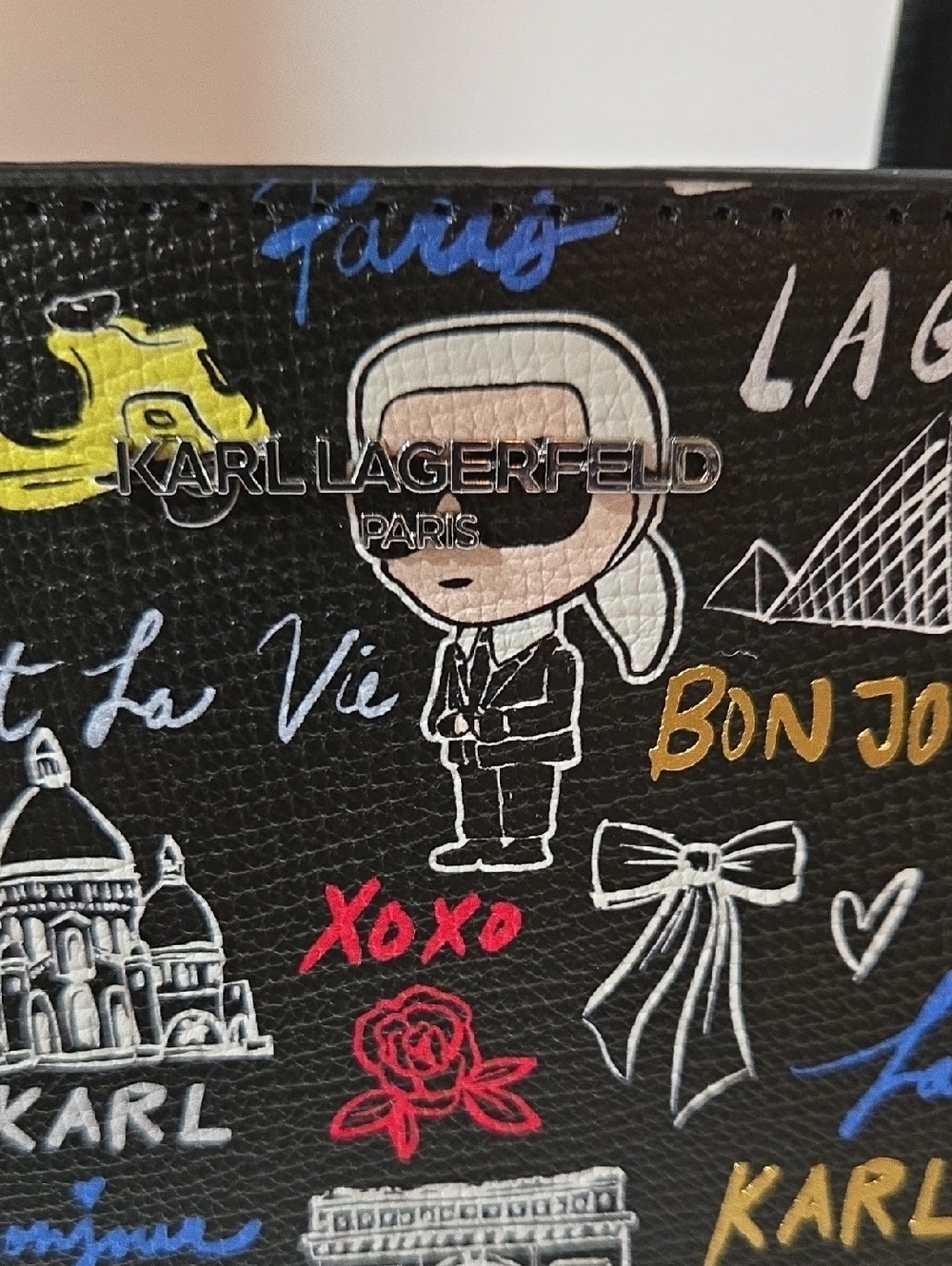 NWT Karl Lagerfeld Paris Graphic Tote Bag Crossbody Strap Paris Print. Nwt. - Picture 7 of 9